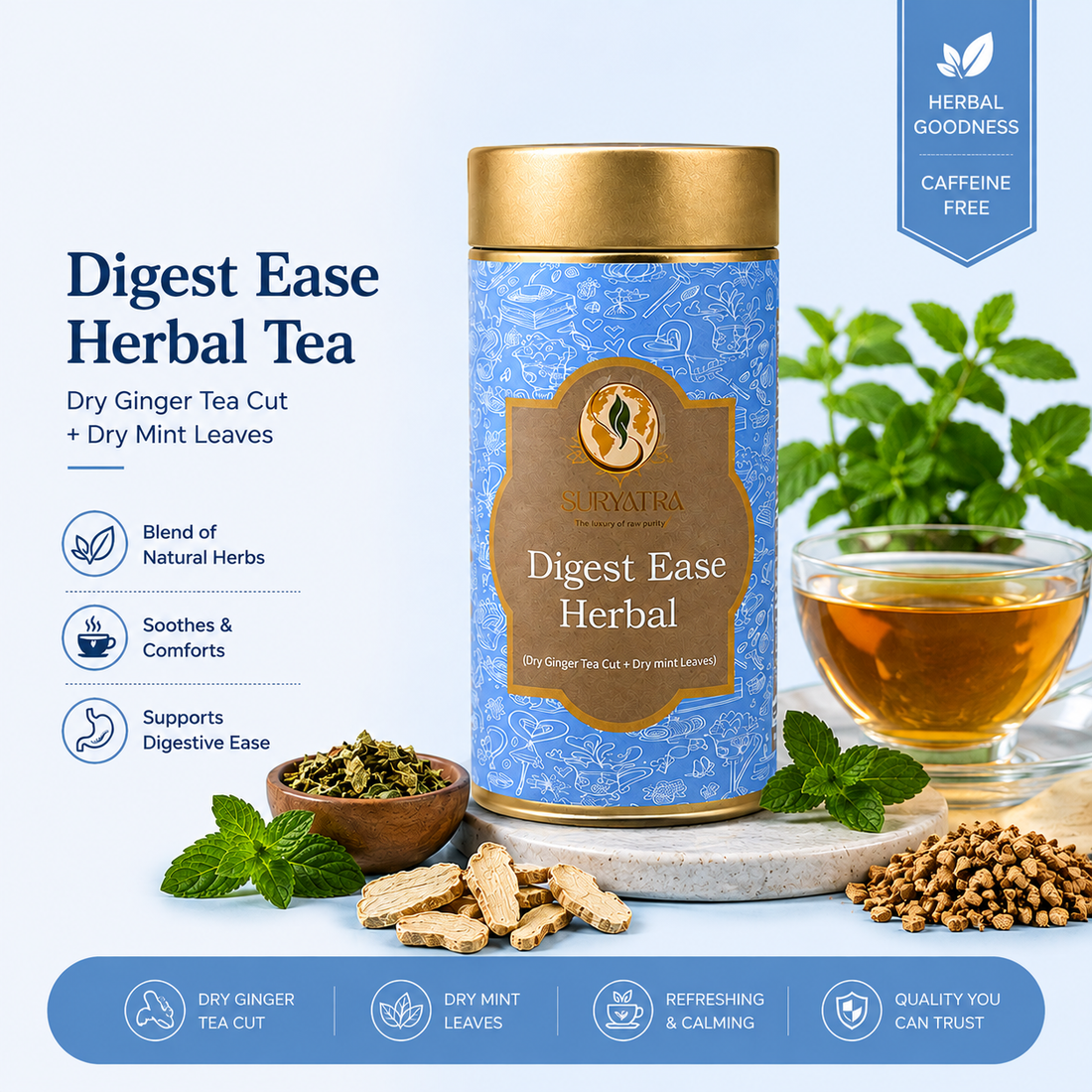 Digest Ease Herbal Wellness Tea by Suryatra | 100g