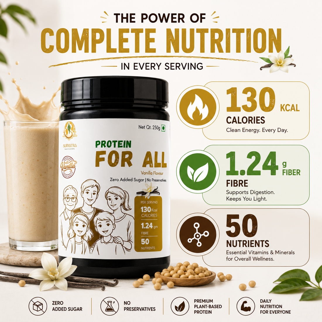 Suryatra Protein For All – Vanilla Flavour Protein Powder | 250g