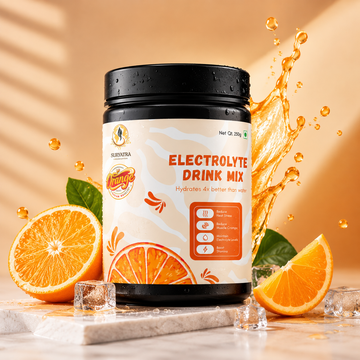 Suryatra Electrolyte Drink Mix – Orange | 475mg Sodium + Vitamin C, B5, B6 & B12 | Hydration & Performance Support | 250g
