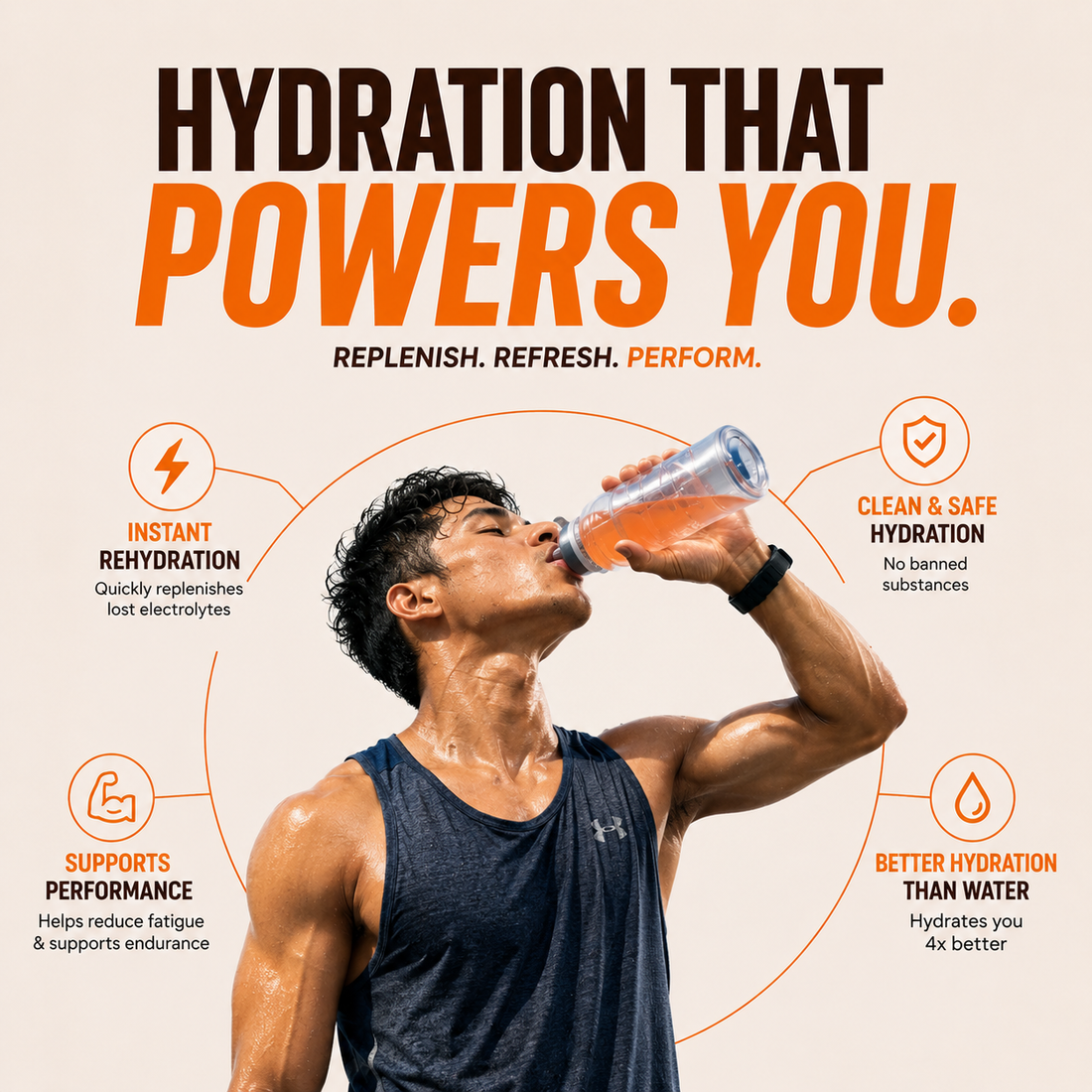 Suryatra Electrolyte Drink Mix – Orange | 475mg Sodium + Vitamin C, B5, B6 & B12 | Hydration & Performance Support | 250g