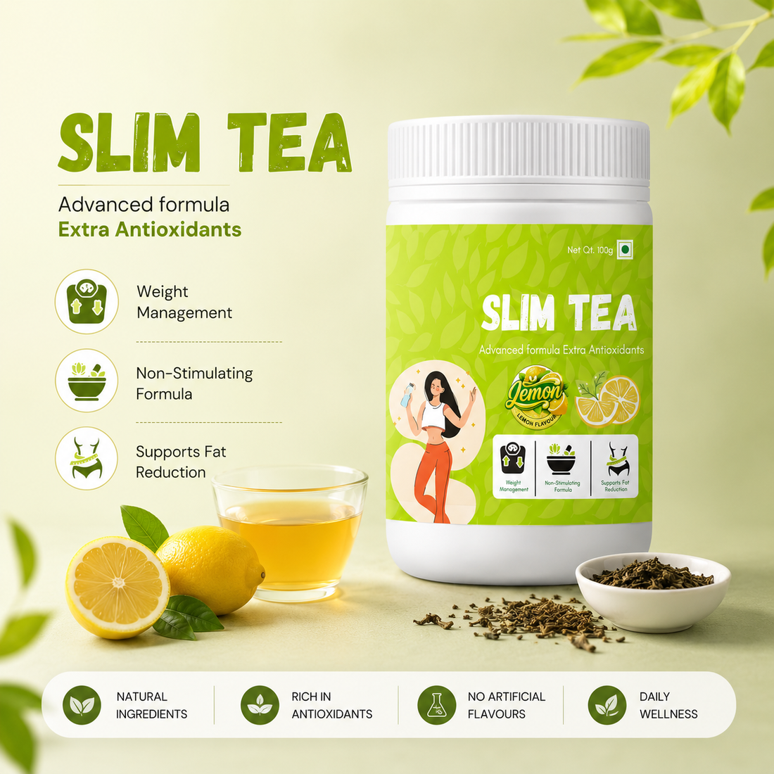 Lemon Slim Tea Antioxidant by Suryatra | 100g