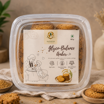 Glyco Balance Amber Cookies by Suryatra, 160g | No Palm Oil | High Fibre | Oat-Based Cookies | With Nuts & Seeds | Anytime Snack
